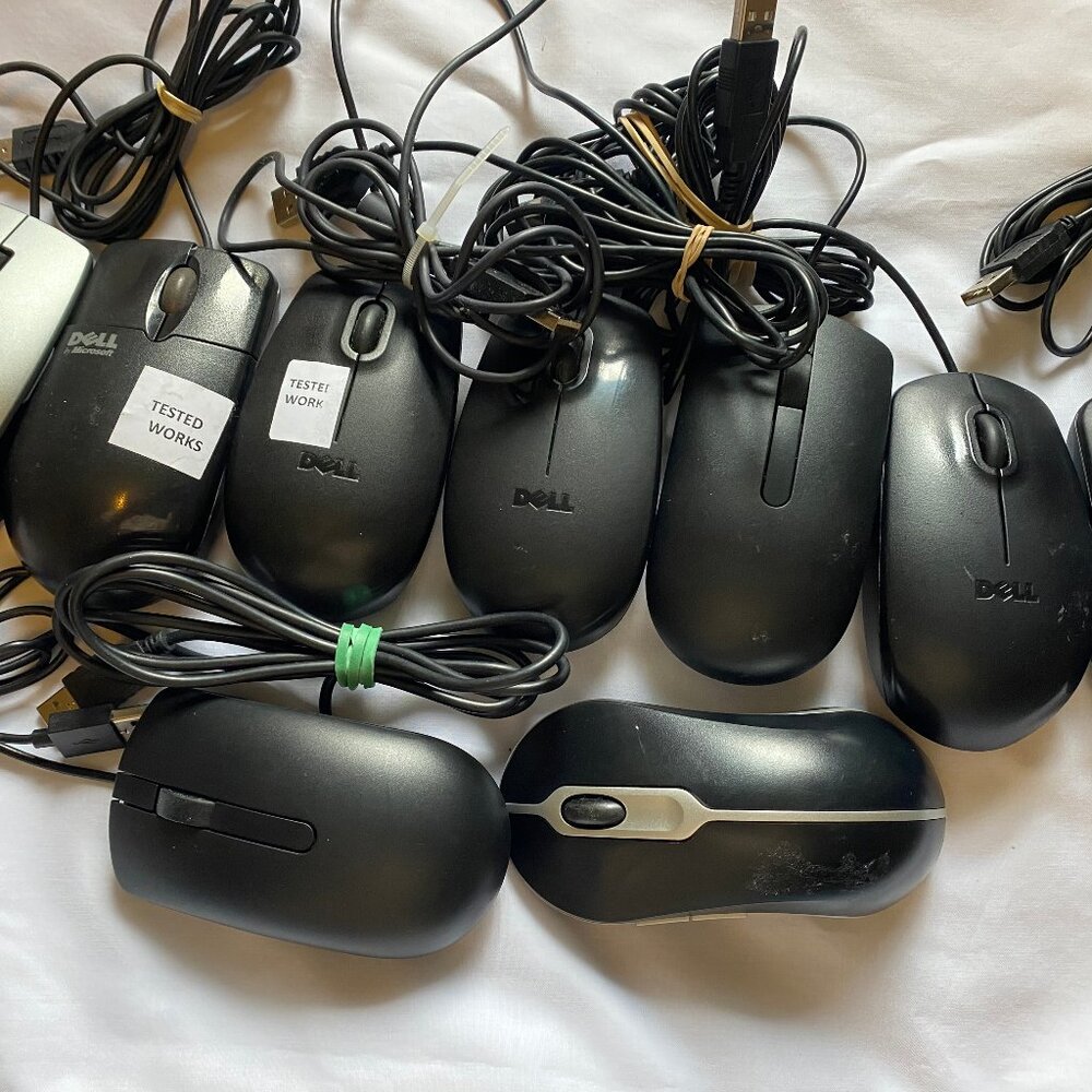 Lot of 9 DELL Standard Optical USB Mouses All Working , Wholesale